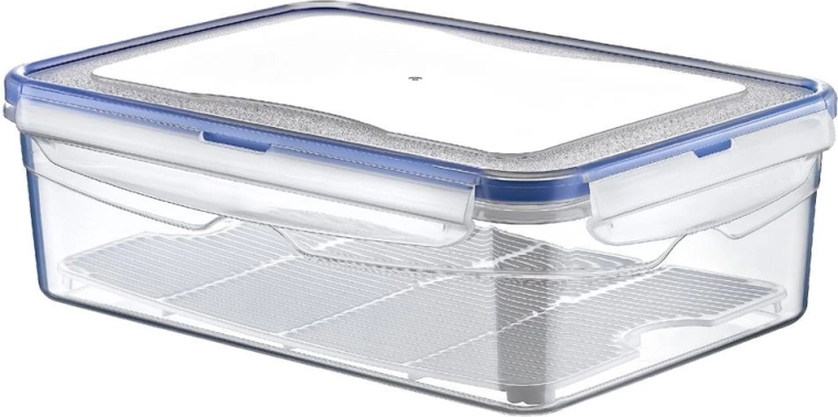 Plastic food storage box with lid and gasket with draining rack 2.6 l