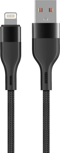 Maxlife USB–Lightning cable 1 m, 2.4 A, black nylon