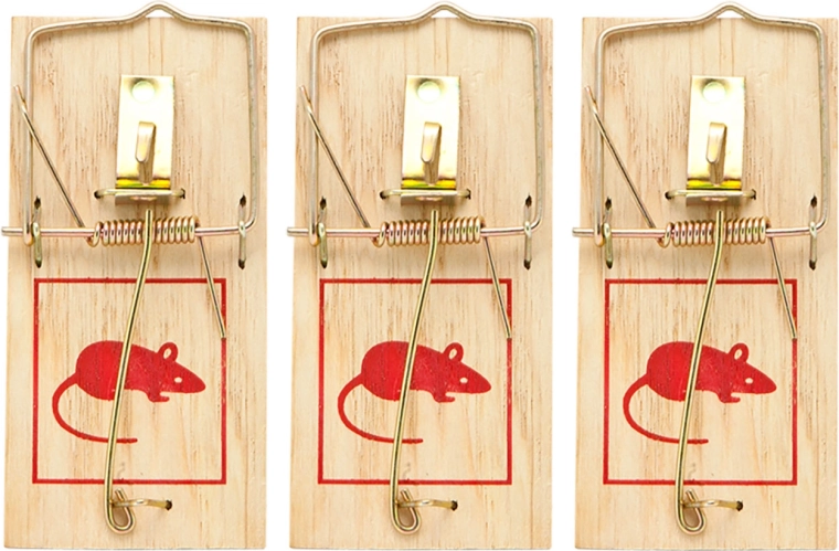 Set of Wooden Mouse Traps, 3 Pieces