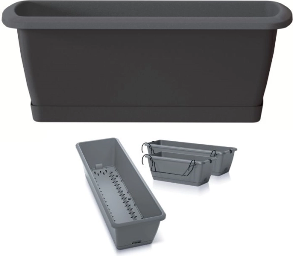 Planter with self-watering system and bracket 59.3 cm anthracite RESPANA EASYCARE