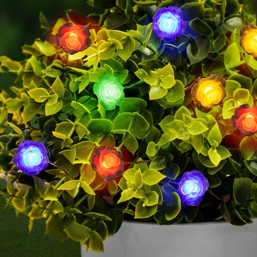 Solar LED String Light with Flowers, 2.3 m, 20 Colorful LEDs