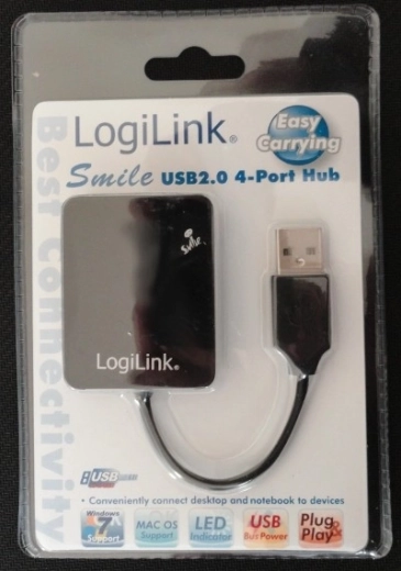 USB 2.0 hub LogiLink Smile, 4-port, black