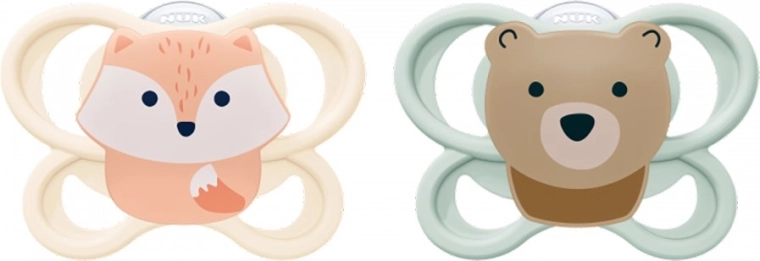 NUK Perfect Match Air Pacifier for Newborns, FOX/BEAR, 2 pcs