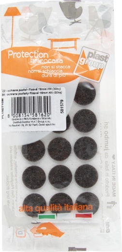 Felt self-adhesive pads for furniture 16 mm brown, 30 pcs