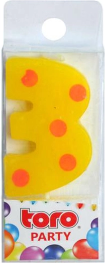 Cake Candle Number 3 TORO, pick-in, 4.5 cm