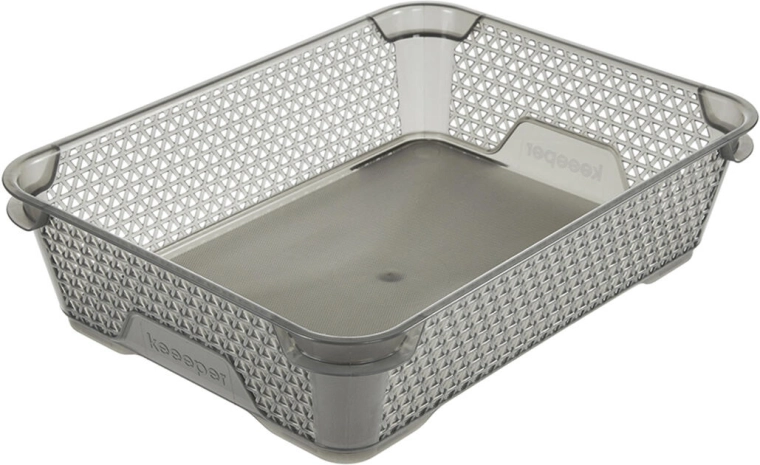 Stackable storage basket A5, 26.5 × 20 × 7 cm, grey plastic