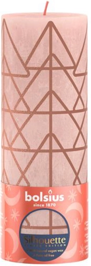 Rustic candle 190 × 68 mm pink/amber