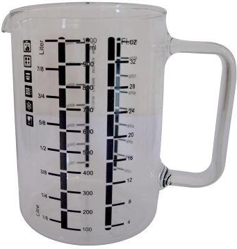 Tall 1 L borosilicate glass measuring jug