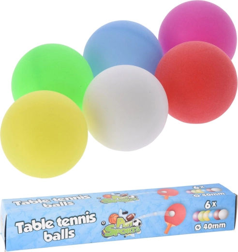 Table tennis balls 40 mm color mix, 6 pcs