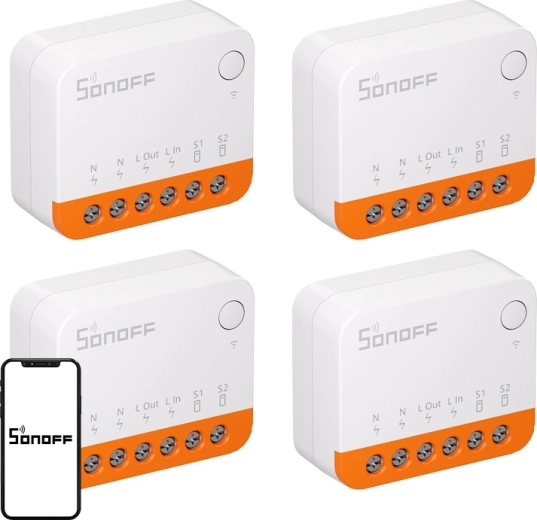 Sonoff MINIR4 Extreme интелигентен Wi‑Fi превключвател (комплект 4 бр.)