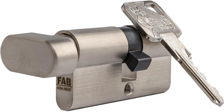 Сигурностна цилиндрова вложка с върток FAB 3 HOME 30/35, никел, 6 ключа, клас 3