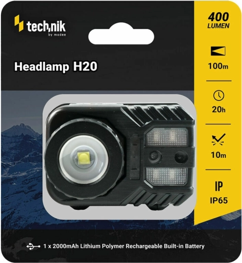 Technik MT-H20 headlamp with rubberized surface, CREE XPG-2 LED, micro-USB, red light