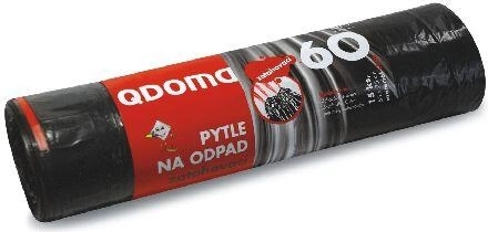 Drawstring trash bags 60 l, black (15 pcs)