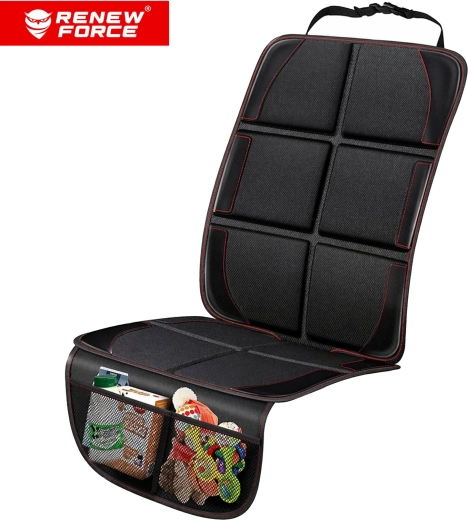 2-in-1 protective car seat mat with organizer