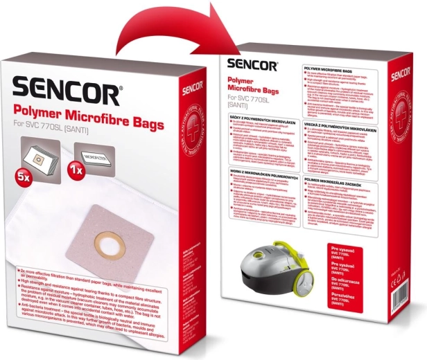 Microfiber vacuum cleaner bags for Sencor SVC 770, 5 pcs