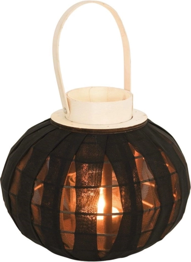 Wooden black lantern for a candle 22 cm