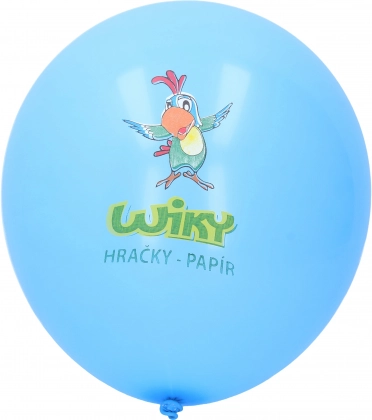 Син балон с печат WIKY 30 см – опаковка 100 бр.