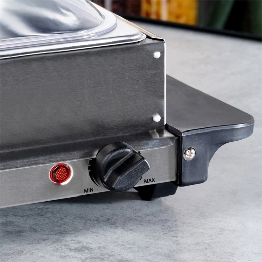 Stepless temperature setting and indicator light
