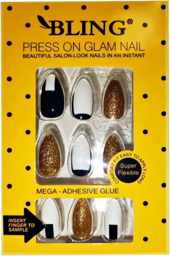 Изкуствени нокти BLING Glamour – мраморен дизайн, тип VII