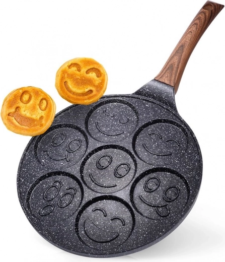 Granite egg pan with 7 holes BLACK & WOOD 26 cm