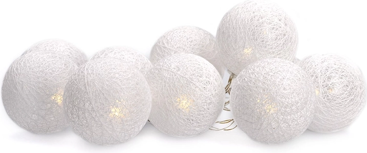 Solight LED коледна светлинна верига с памучни топки, 10 LED, 1,5 м, топло бяла, на батерии