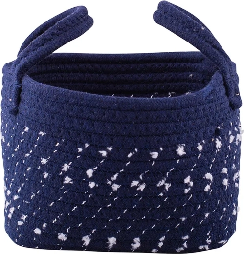 Woven Storage Basket, Navy Blue 19 × 19 × 14 cm