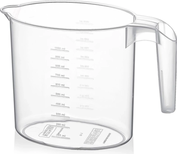 Plastic pitcher with measuring scale 1 l