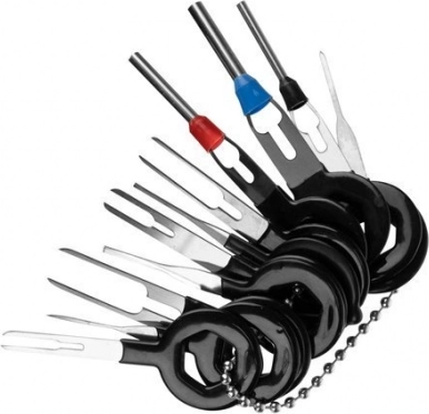 Tools for working with clips, connectors and pins