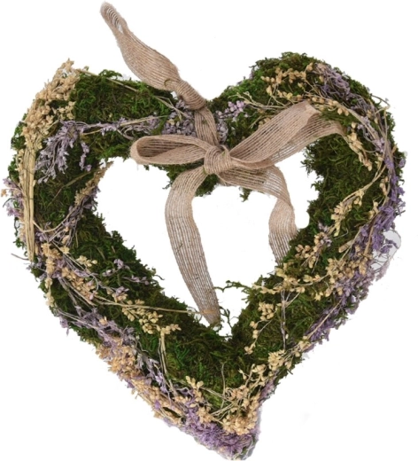 Purple Hanging Moss Heart 25 × 25 cm