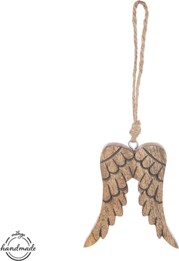 Hanging mango wood wing decoration