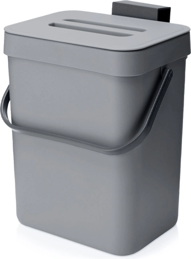 Hanging trash bin for cabinet door, grey, 3 l