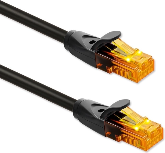 UTP Cat6 Network Cable 15 m with RJ-45, 1 Gb/s, gold-plated contacts, black