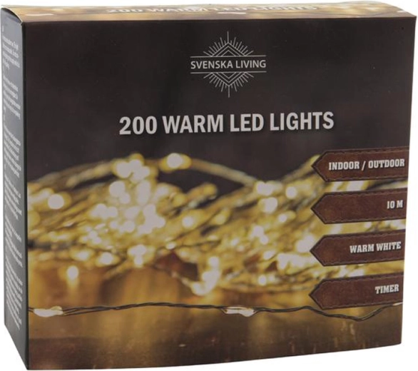 Светлинен гирлянд с таймер 200 LED, 10 м