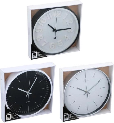 Wall clock 30 cm, assorted colors - 1 piece
