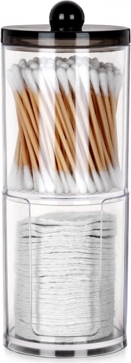 Two-level organizer for cotton swabs and cosmetic pads