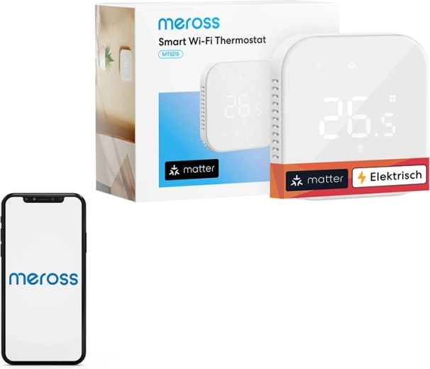 Интелигентен Wi‑Fi термостат за подово отопление MEROSS MTS215MA (Matter)