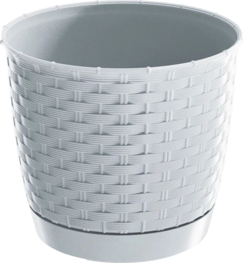 Ratolla Round Flower Pot 16.5 cm white with integrated saucer