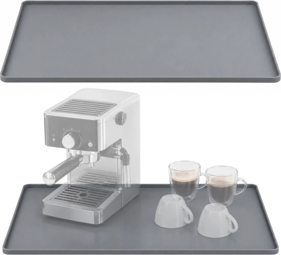 Gray silicone coffee machine mat 40.6 × 61 cm