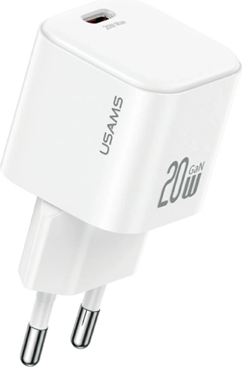 USAMS JO Series 20W GaN wall charger USB-C + USB-C/Lightning cable 1 m white