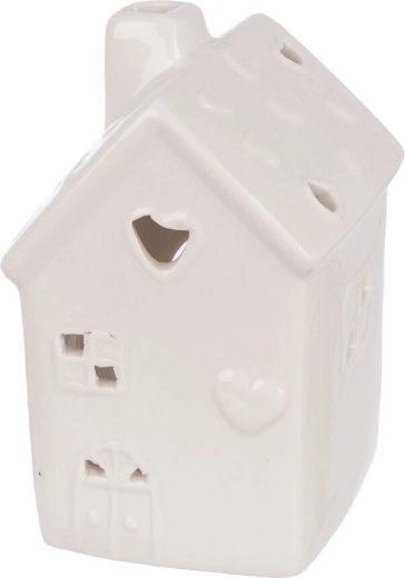 Porcelain house candle holder, white, 10.5 cm