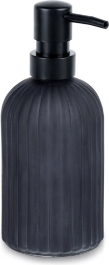 Glass soap dispenser 400 ml – matte black, ribbed