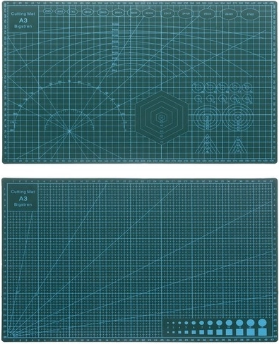Double-sided print with scales and guide lines