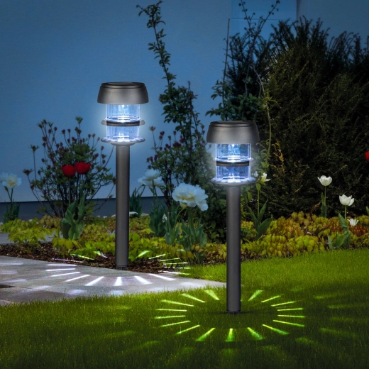 Solar garden spike light with cool white LED