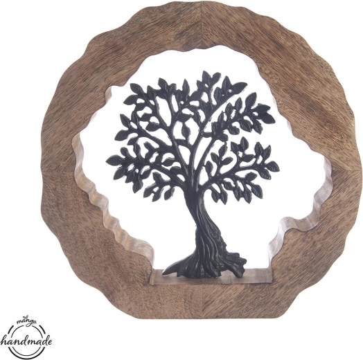 Tree of Life decoration wood and metal Mango