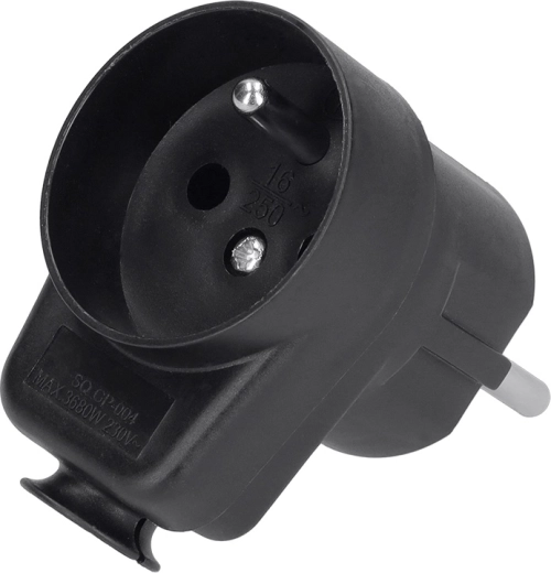 Solight angled plug with pass-through socket IP20 black - 1 piece