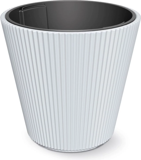 Milly Planter with Insert 46.7 cm – white plastic planter for indoor and outdoor use