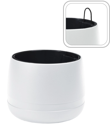 Hanging Planter Koma Waza 48 cm – white polypropylene with inner liner