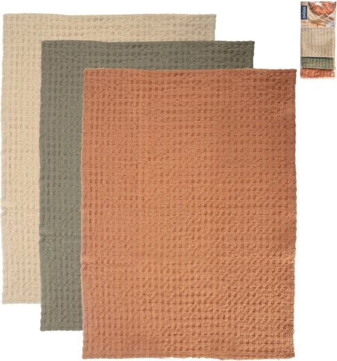 Cotton waffle kitchen towels, 3 pcs