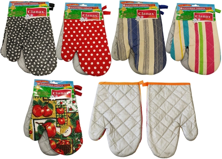 Cotton and Teflon kitchen oven mitt with magnet and loop, mix of designs (2 pcs)