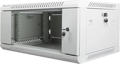 Стенен 19" инсталационен шкаф 4U 600×450 мм със стъклена врата – Сив